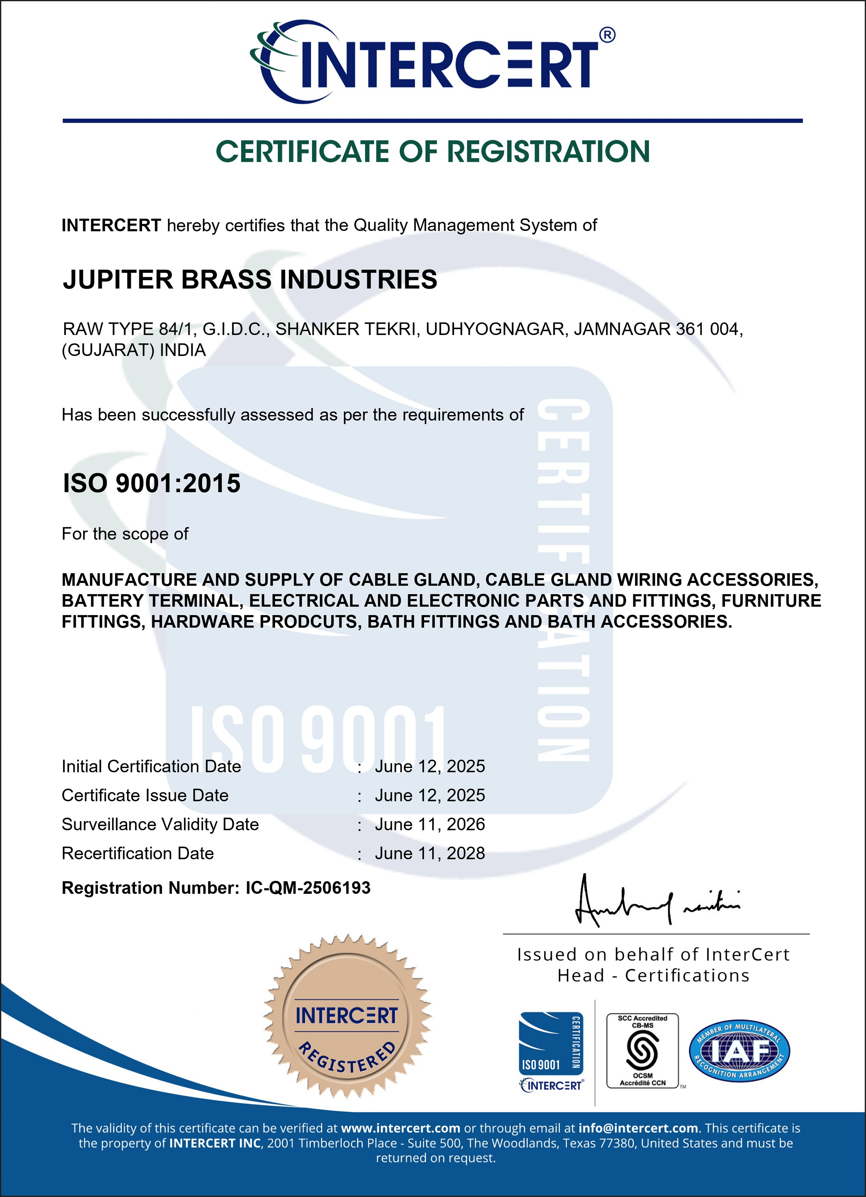 ISO 9001:2015 Certificate